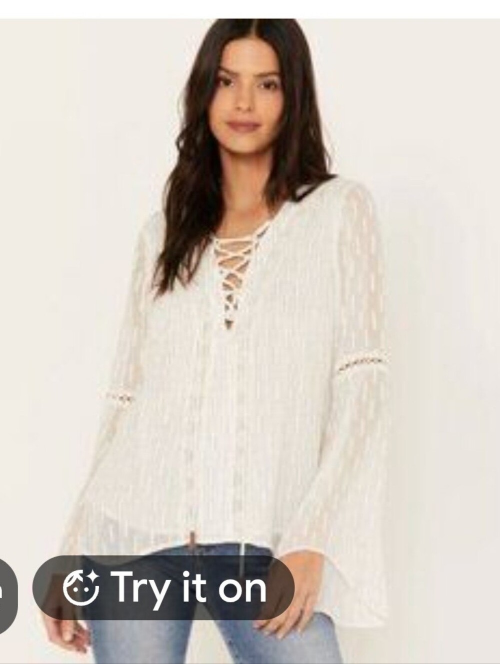 Idyllwind NWT White Bell Sleeve Blouse | Boho Western- Medium